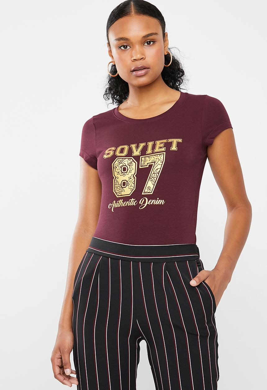 SOVIET - Ladies crew neck tee - burgundy