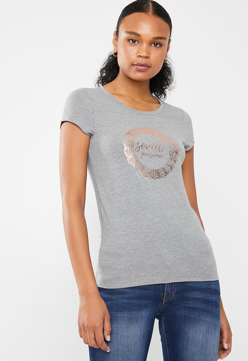 SOVIET - Ladies crew neck tee grey - melange