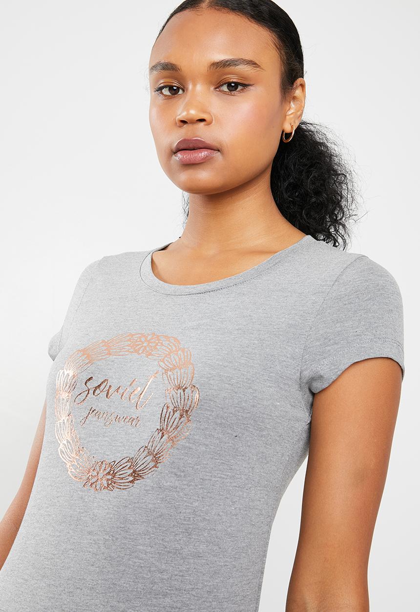SOVIET - Ladies crew neck tee grey - melange