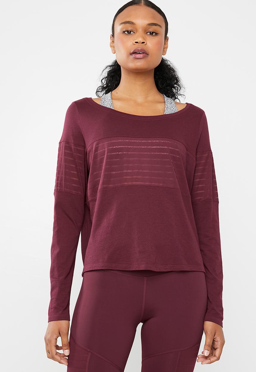 Reebok - Mesh long sleeve layer tee - burgundy