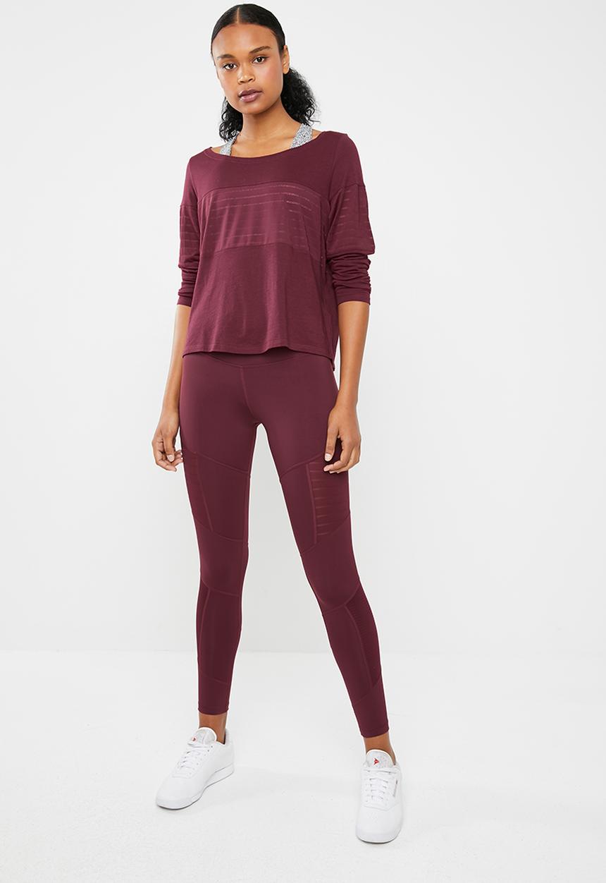 Reebok - Mesh long sleeve layer tee - burgundy