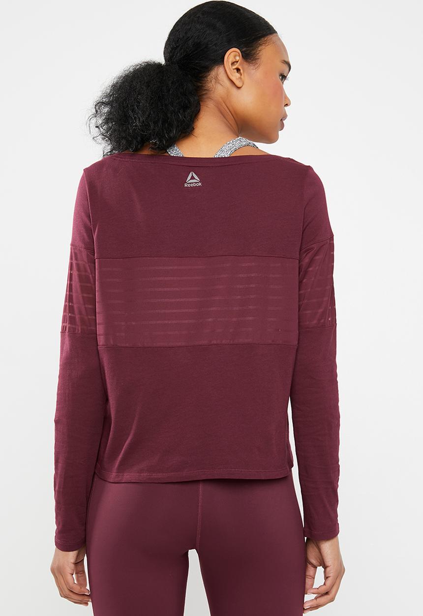 Reebok - Mesh long sleeve layer tee - burgundy