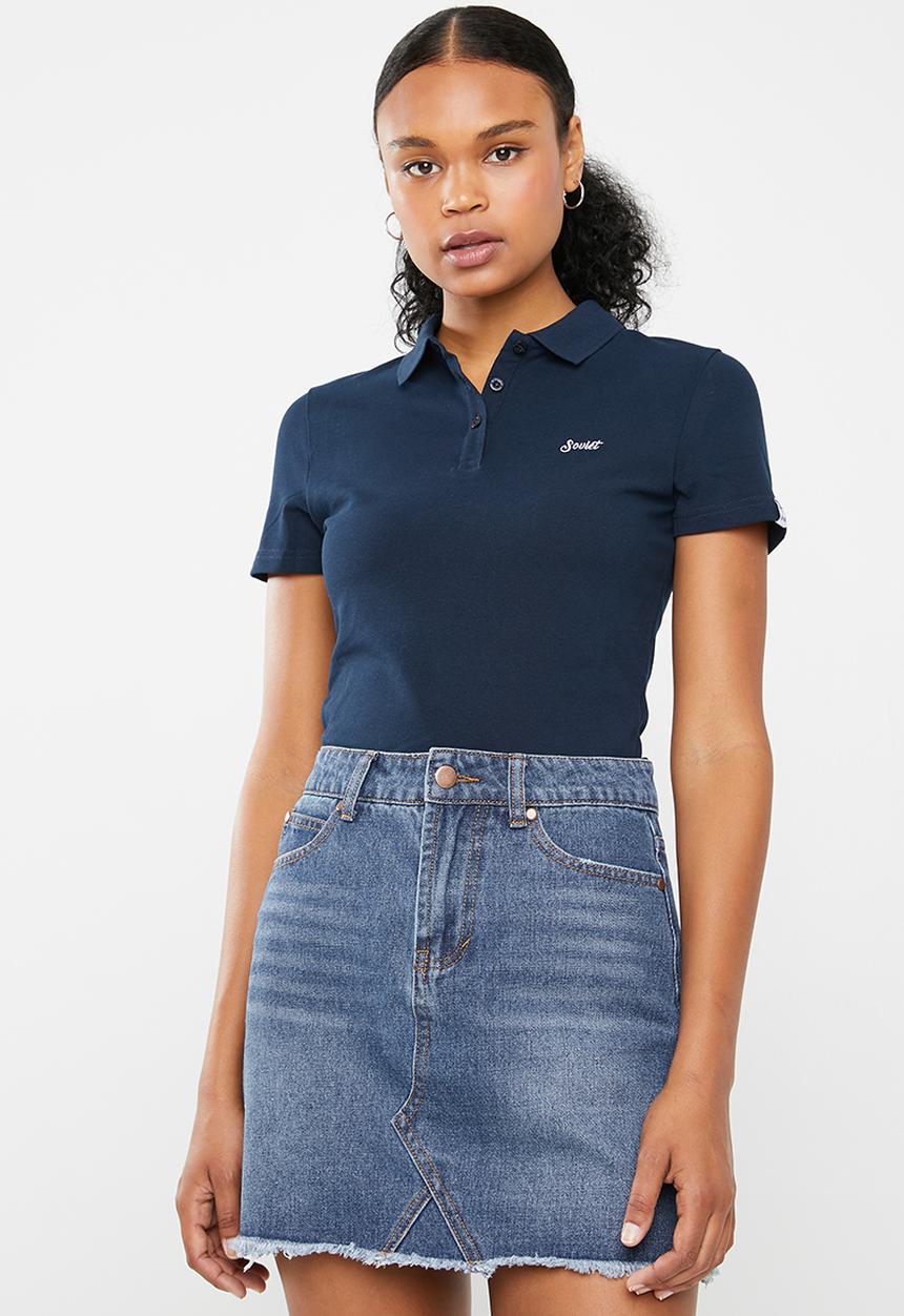 SOVIET - Ladies golfer pique elastane - navy
