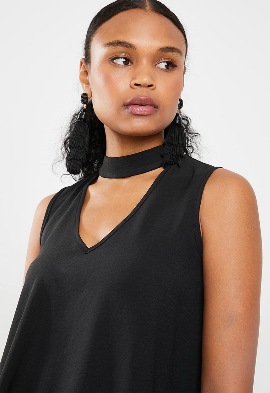 Superbalist - Sleeveless choker blouse - black 