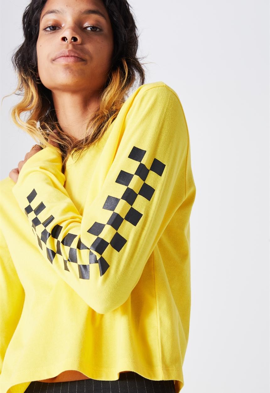 Factorie - 90s crop longsleeve cuff sweat - yellow