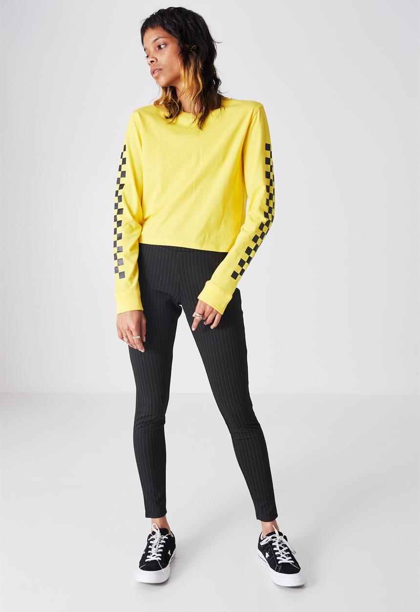 Factorie - 90s crop longsleeve cuff sweat - yellow