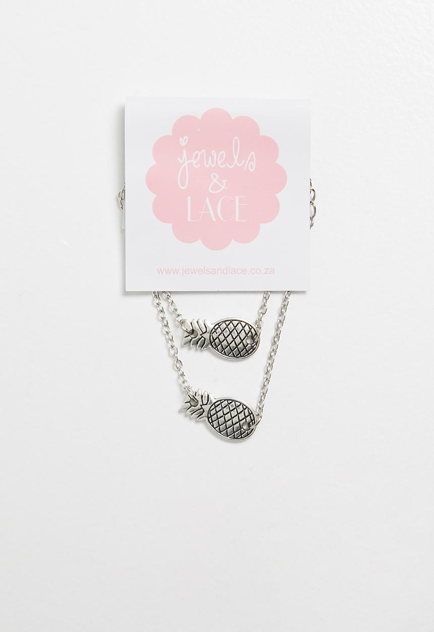 Jewels and Lace - Pineapple bracelet twin pack - silver