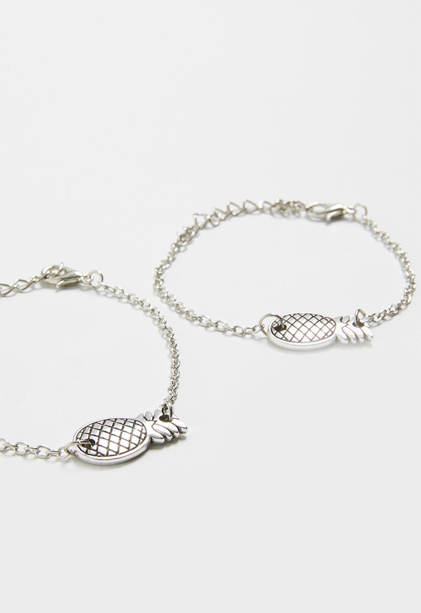 Jewels and Lace - Pineapple bracelet twin pack - silver