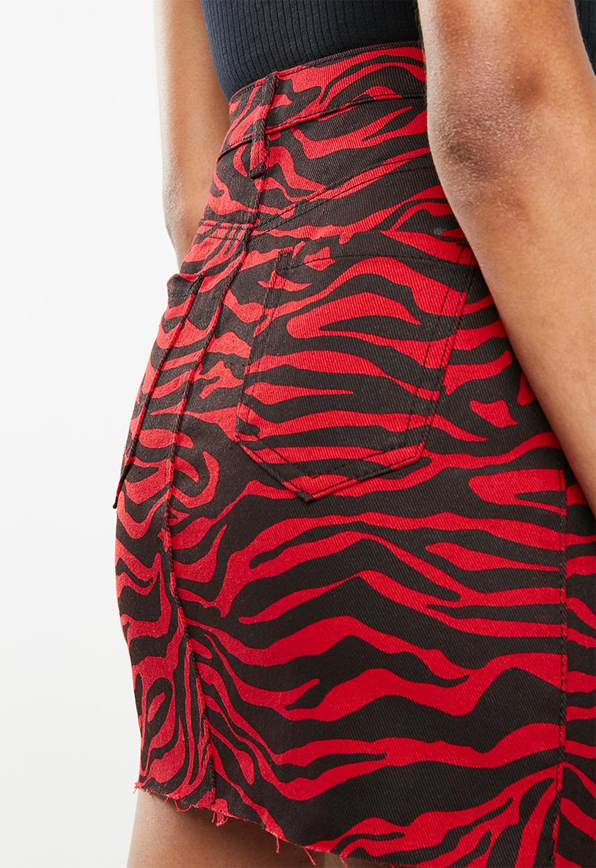 Missguided - Zebra print skirt- red