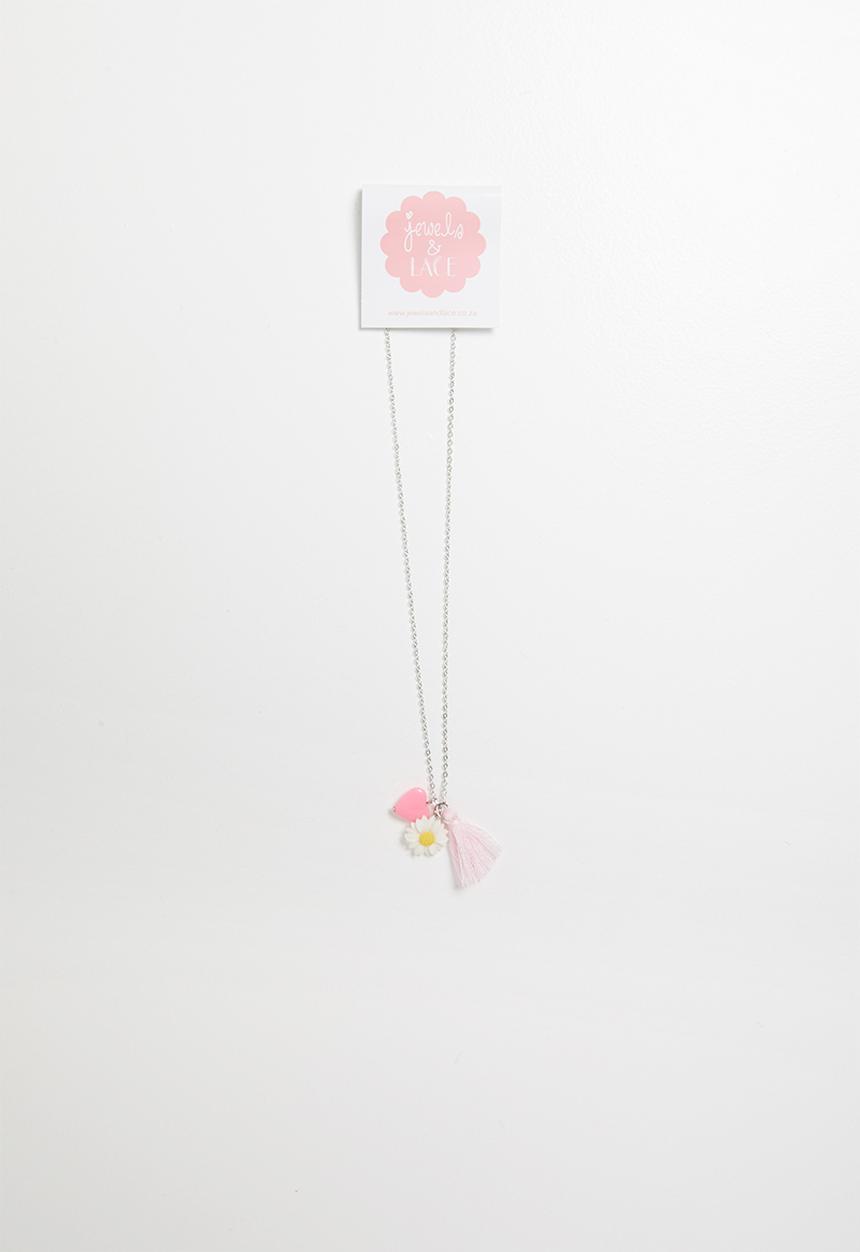 Jewels and Lace - Daisy tassel necklace - silver