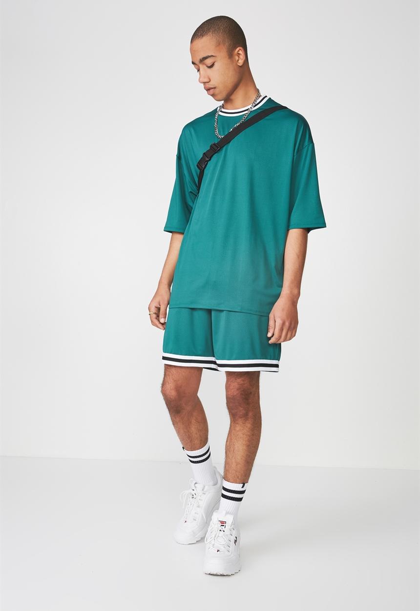 Factorie - Short sleeve tape trim tee - green