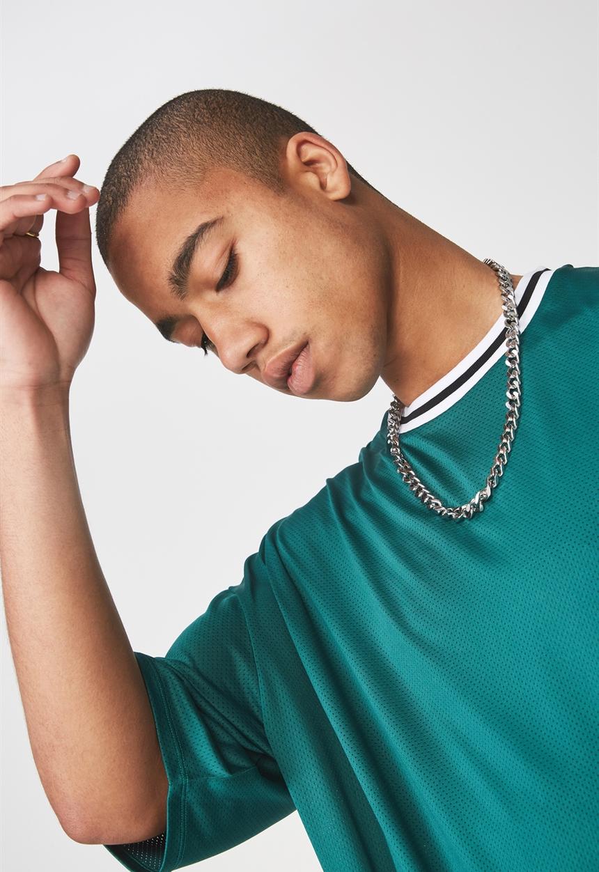 Factorie - Short sleeve tape trim tee - green