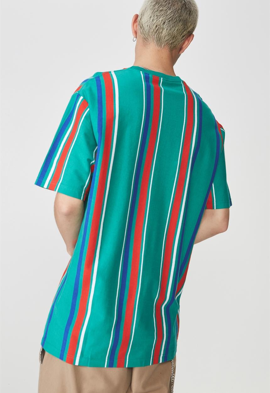 Factorie - Short sleeve vertical tee - green 