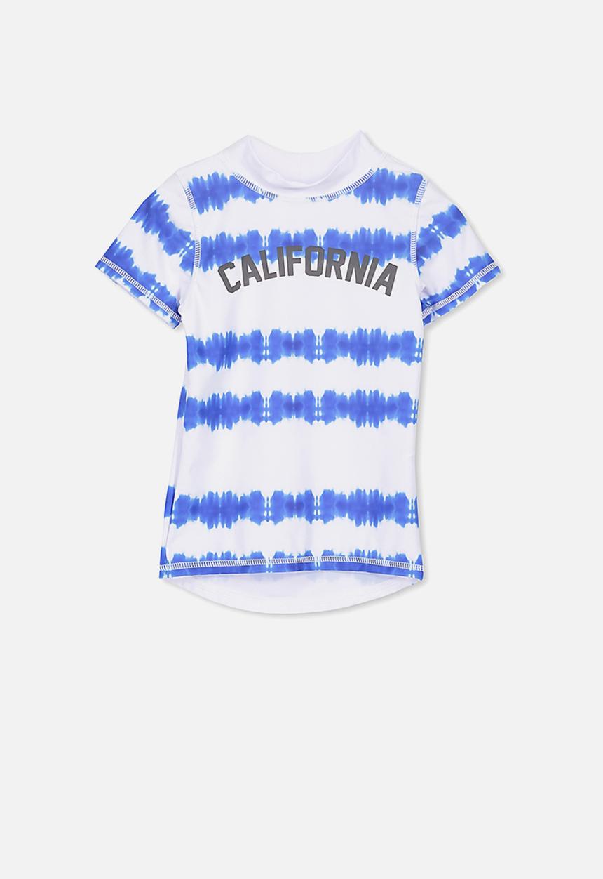 Cotton On - Finley ss rash vest - blue & white 