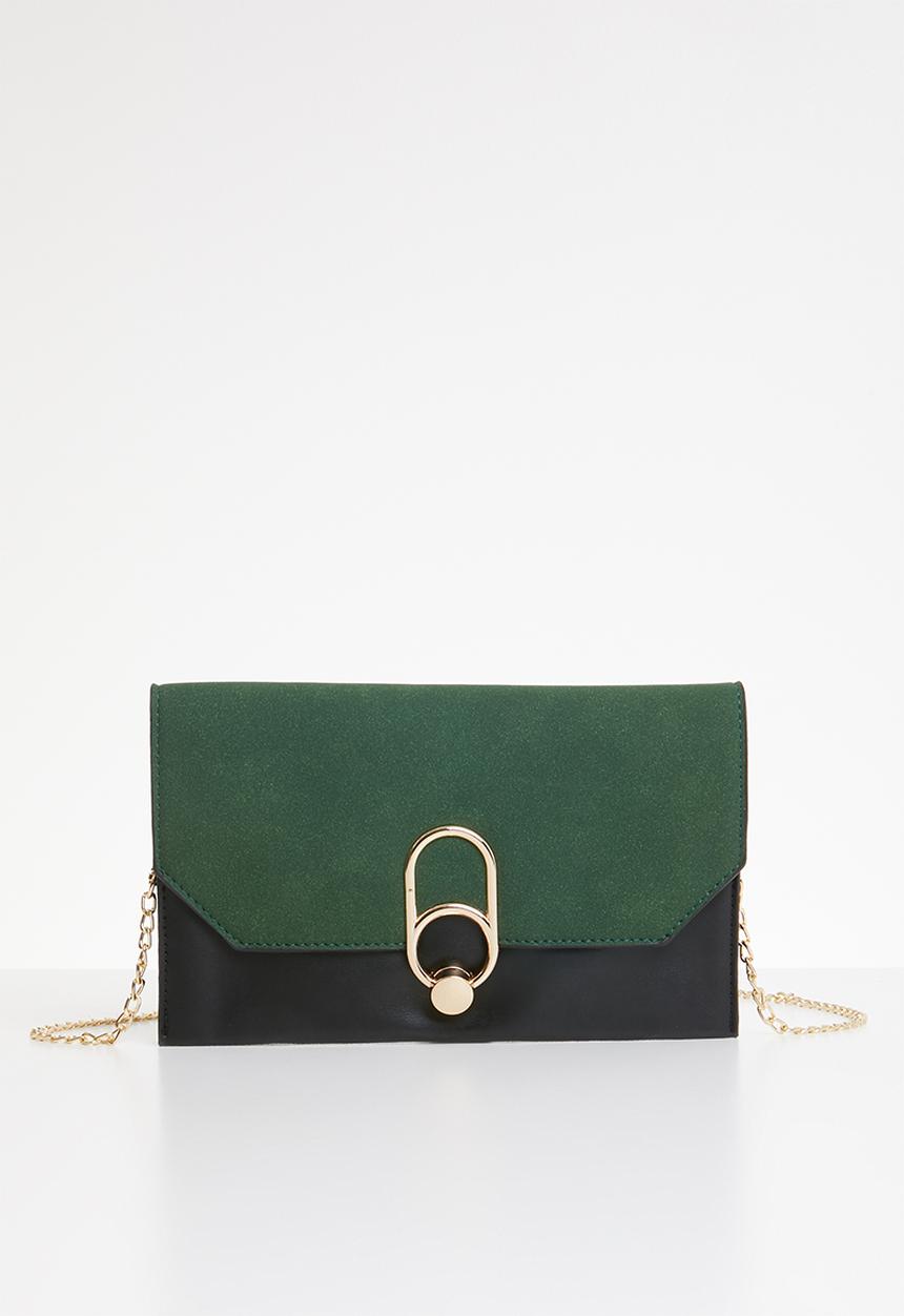 Superbalist - Toni buckle clutch - green & black