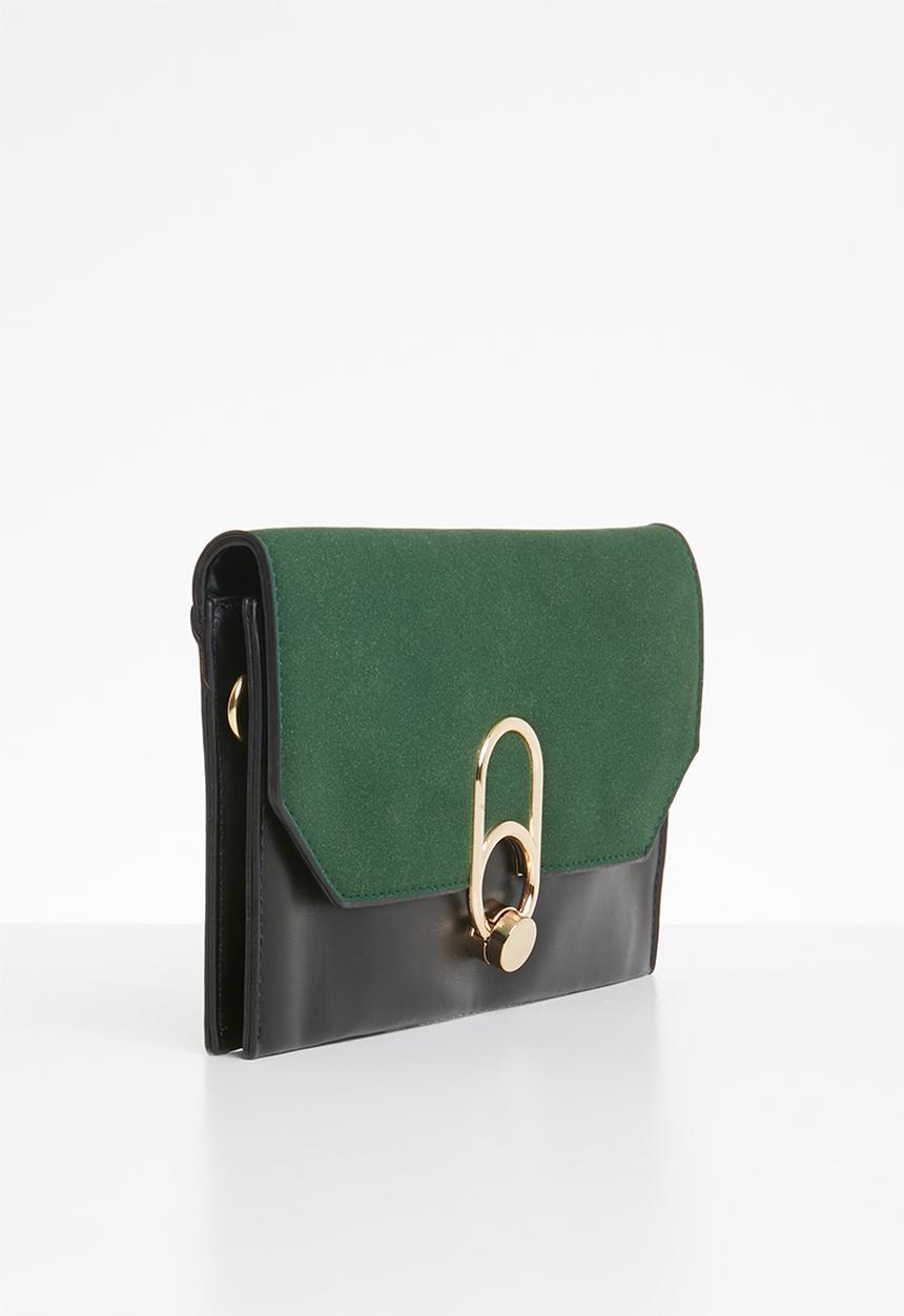 Superbalist - Toni buckle clutch - green & black