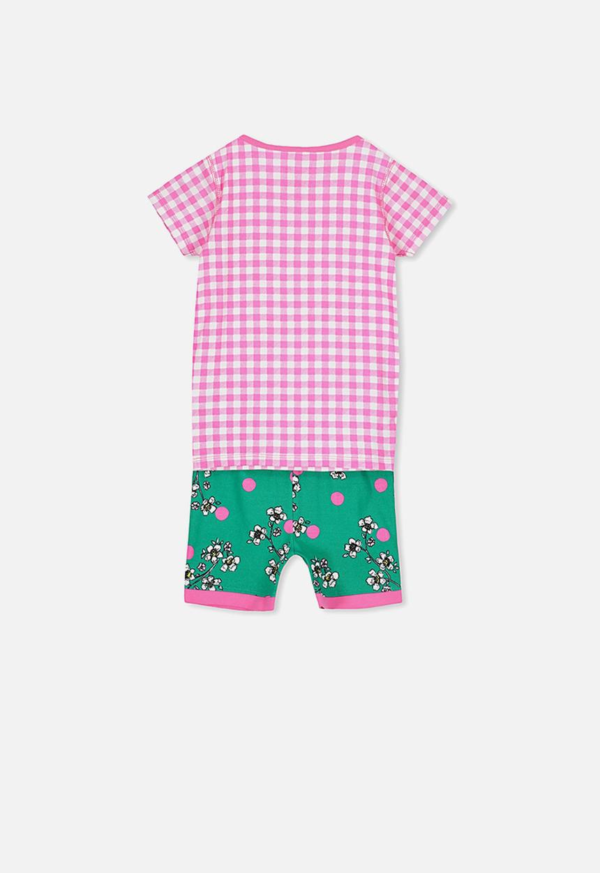 Cotton On - Chloe short sleeve girls pj set - pink & green 