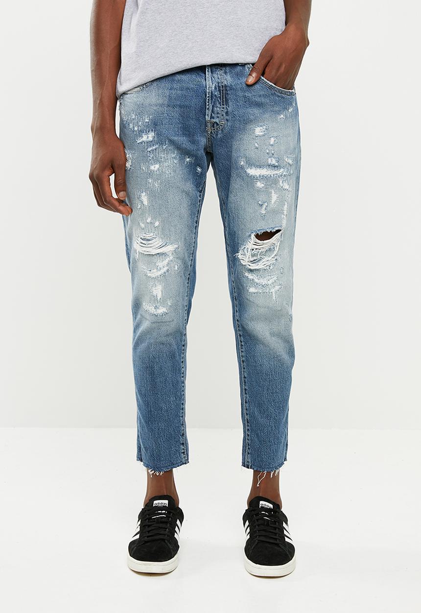 Jack & Jones - Frank leen cut off jeans - blue 