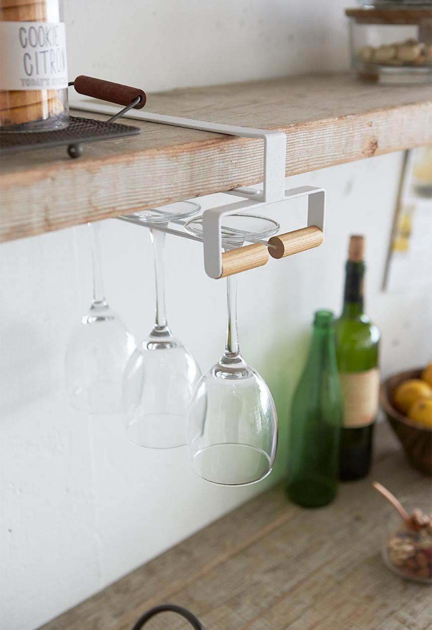 Yamazaki - Tosca under shelf wine glass hanger - white