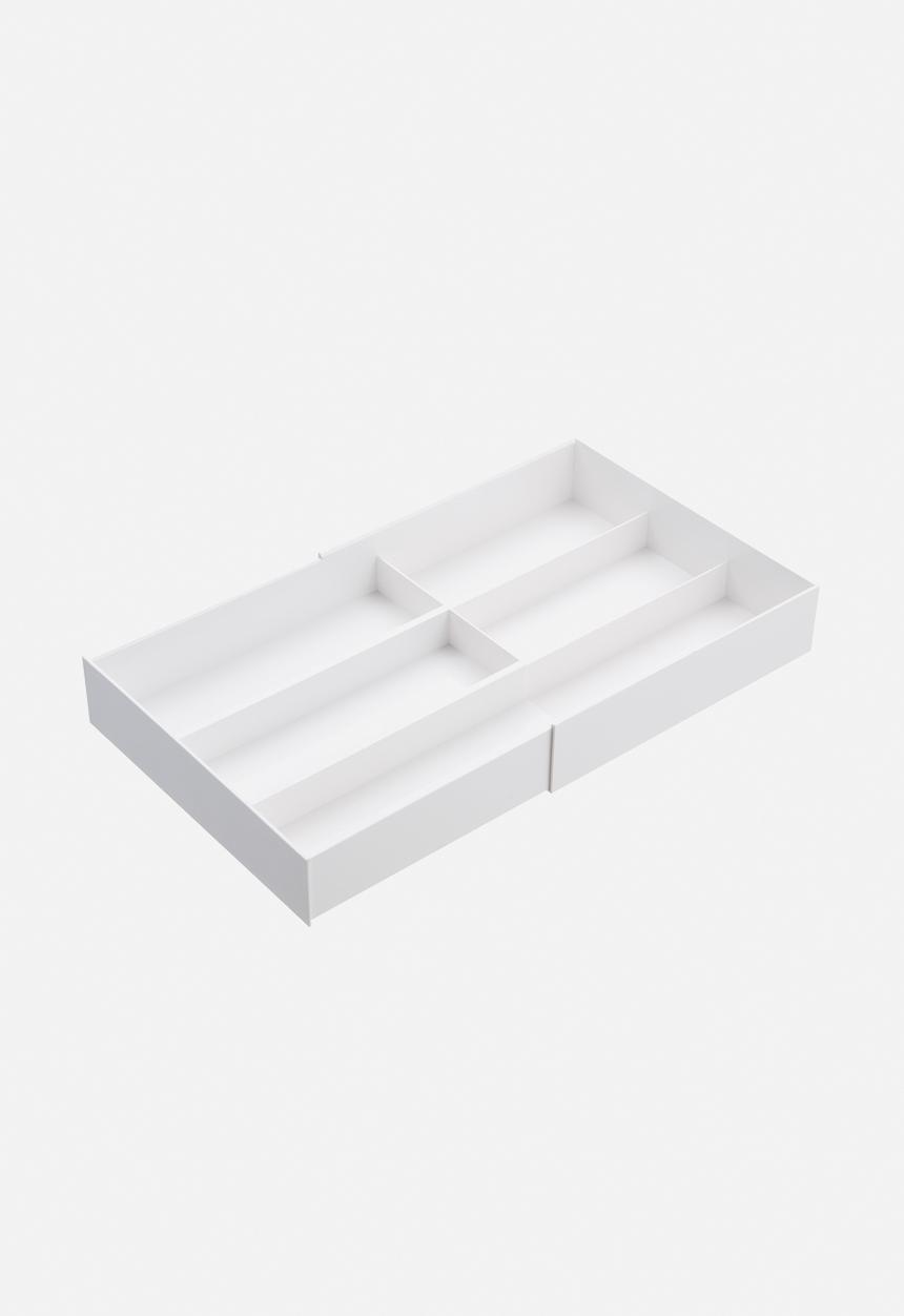 Yamazaki - Tower extendable cutlery tray with slide - white