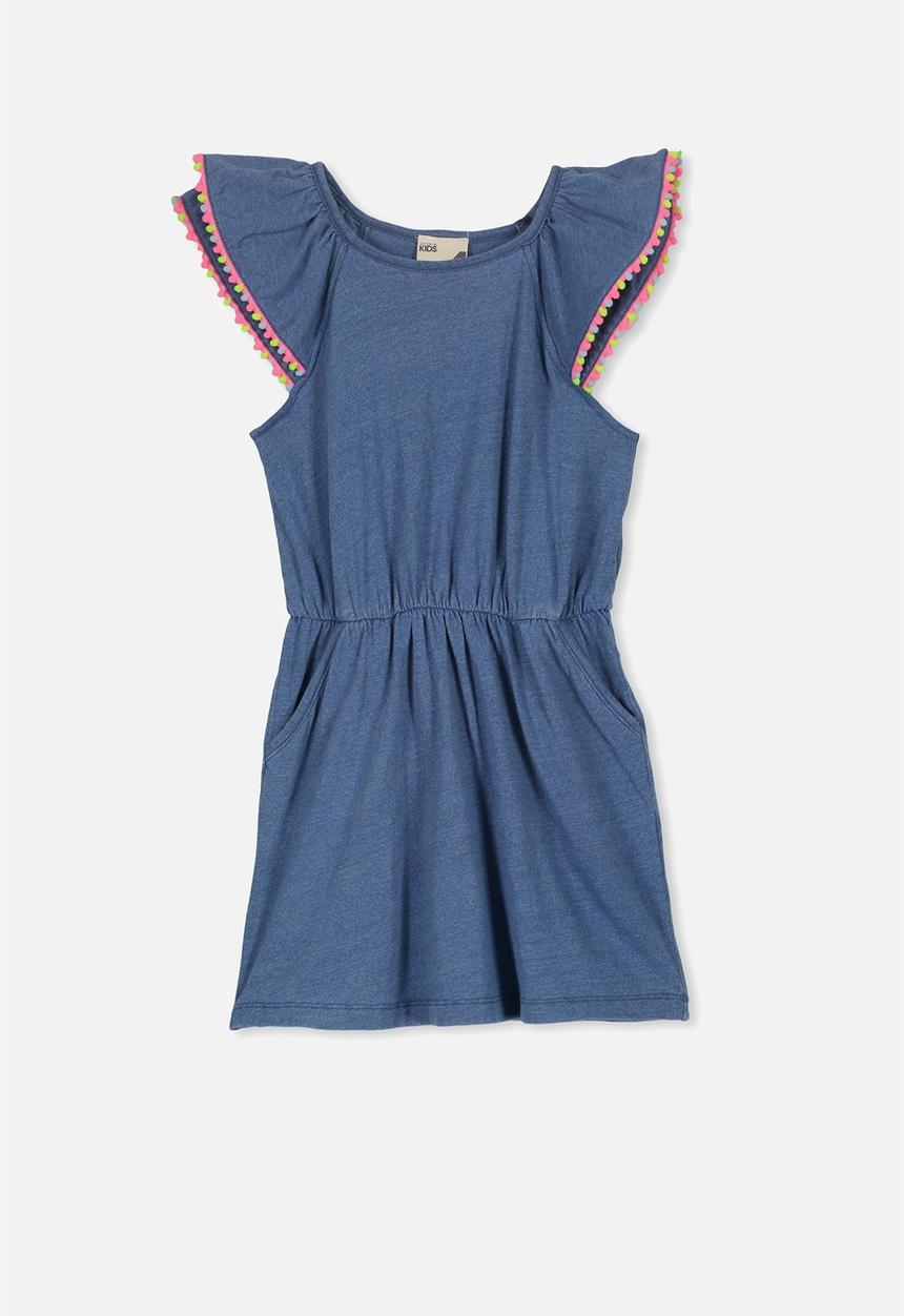 Cotton On - Beau flutter sleeve dress - blue