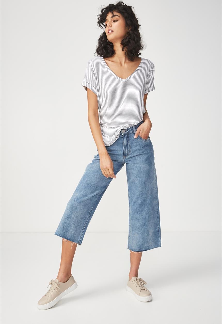 Cotton On - Karly short sleeve top - black and white