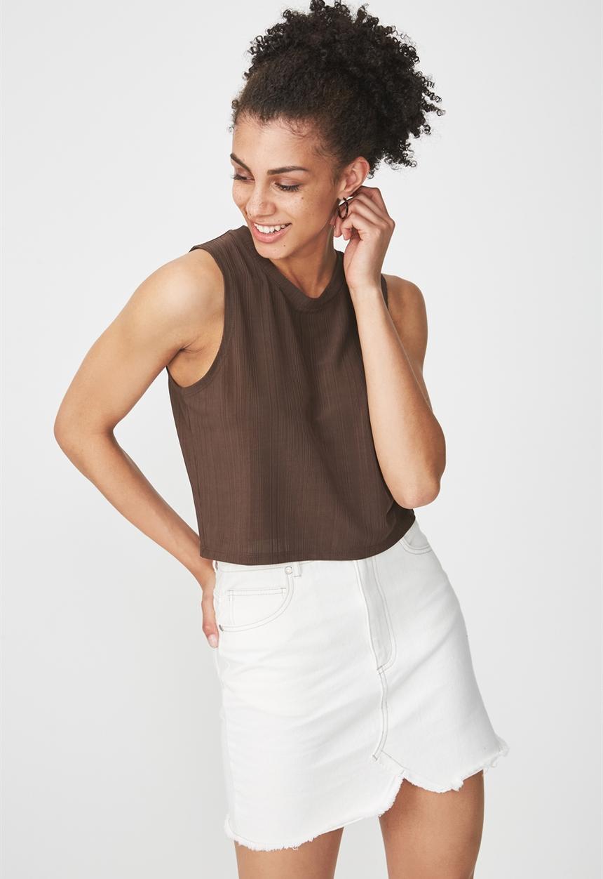 Cotton On - Baby sleeveless boxy tank - brown 