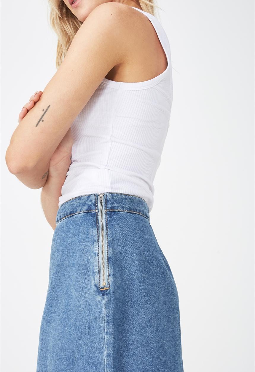 Cotton On - Denim aline skirt - blue