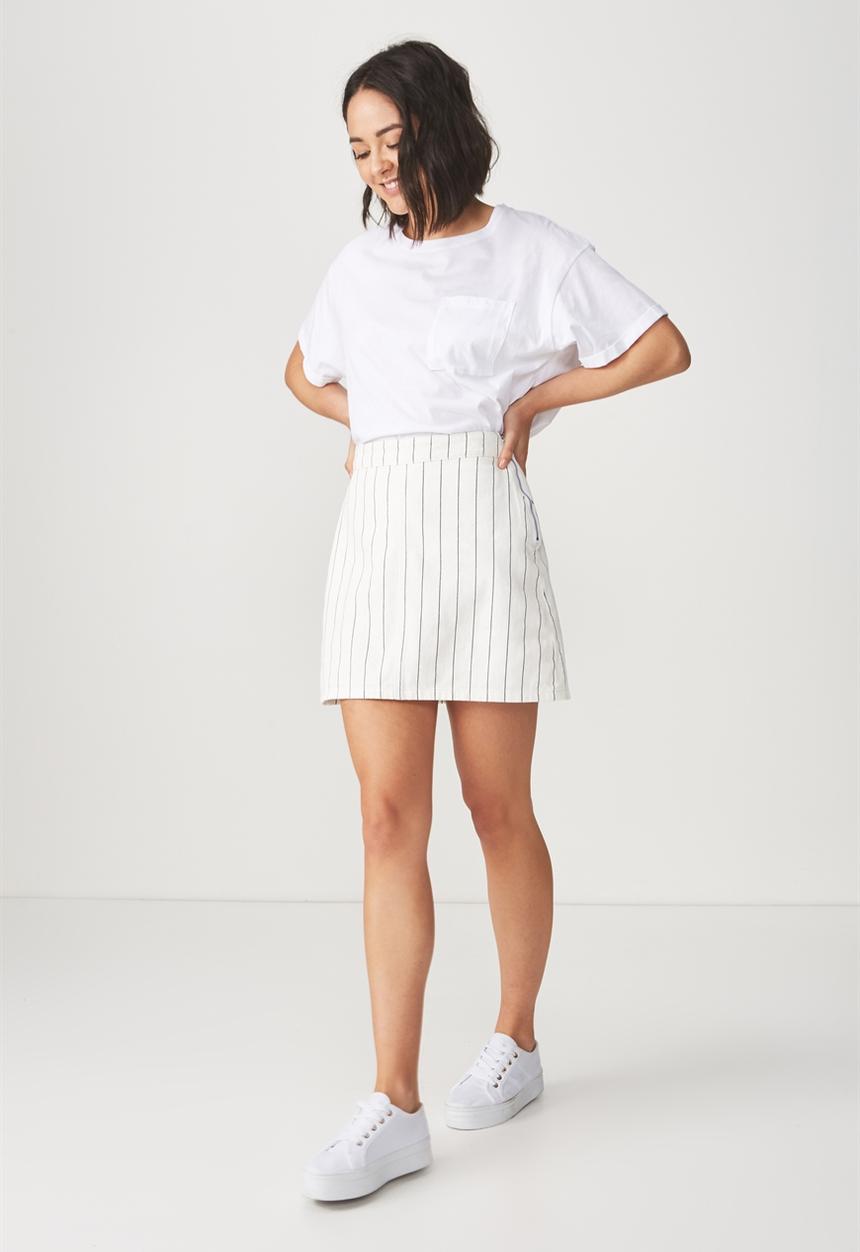 Cotton On - Denim aline skirt - navy and white 