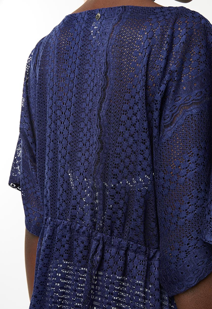SISSY BOY - Crochet deep v cover up - navy