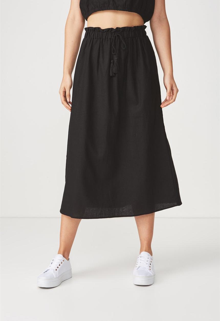 Cotton On - Woven marnie midi skirt - black