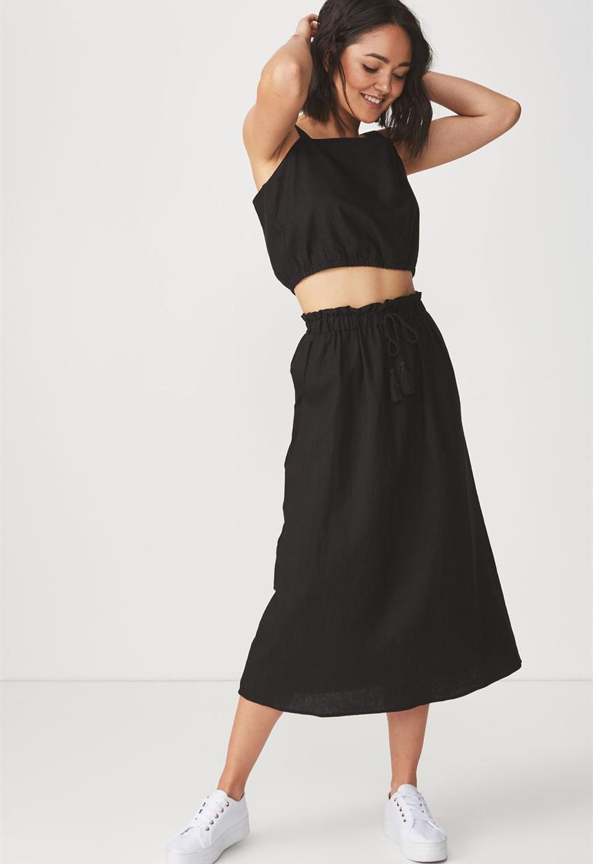 Cotton On - Woven marnie midi skirt - black