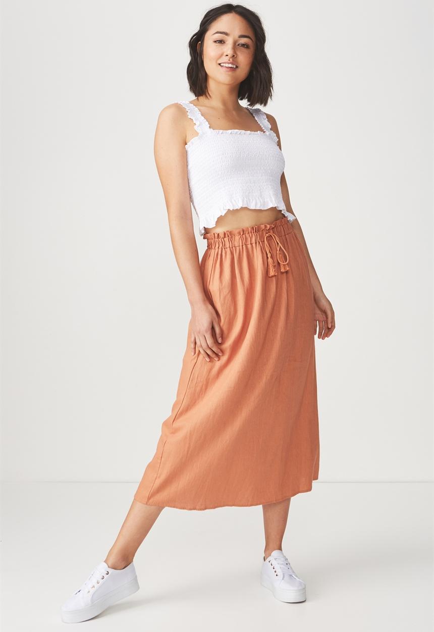 Cotton On - Woven marnie midi skirt - orange