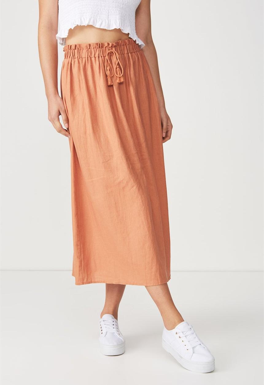 Cotton On - Woven marnie midi skirt - orange