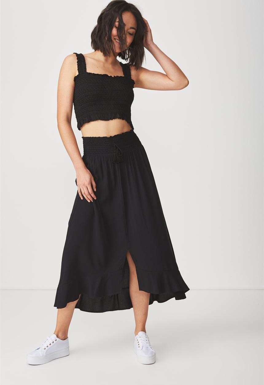 Cotton On - Louise shirred crop top - black