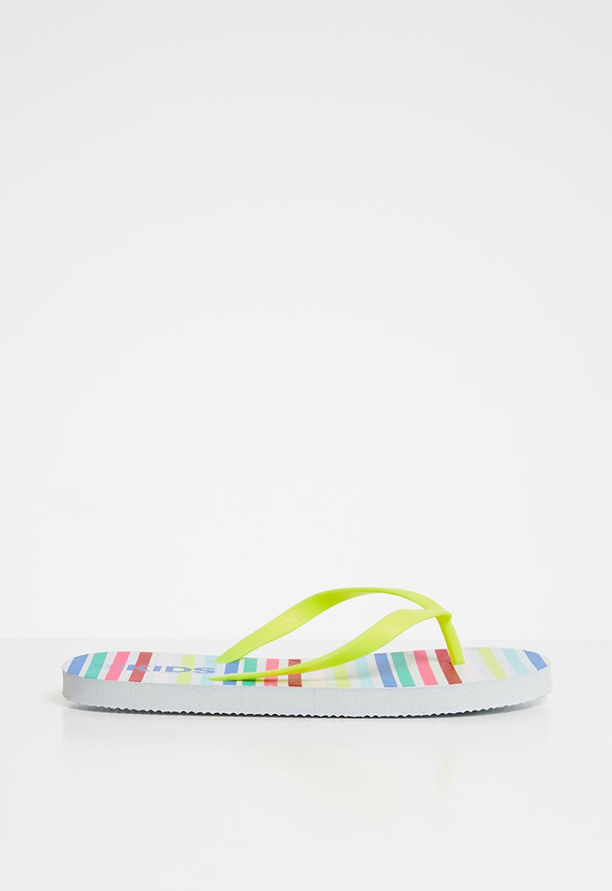 Cotton On - Printed flip flop - Yellow, Blue & Red