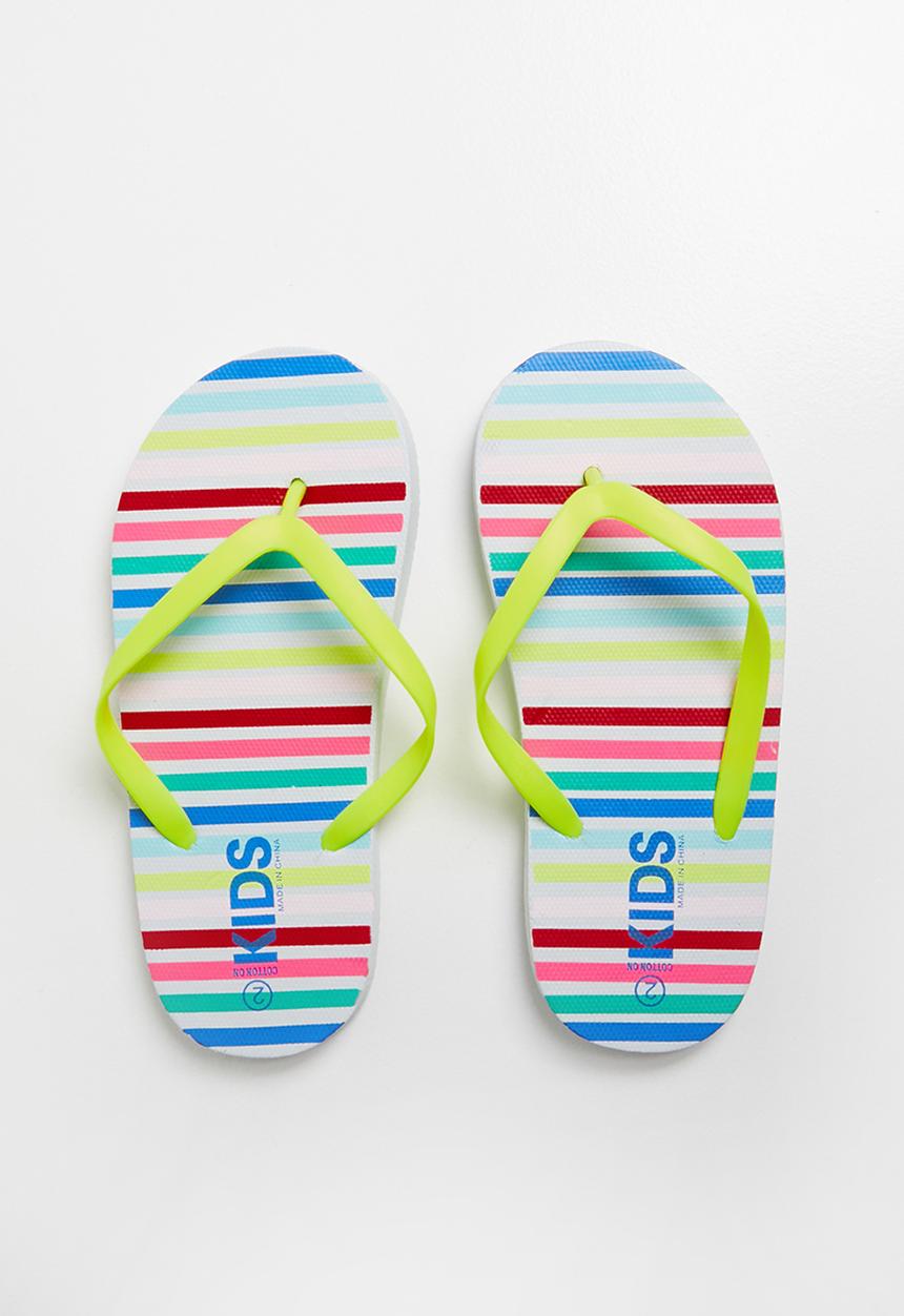 Cotton On - Printed flip flop - Yellow, Blue & Red