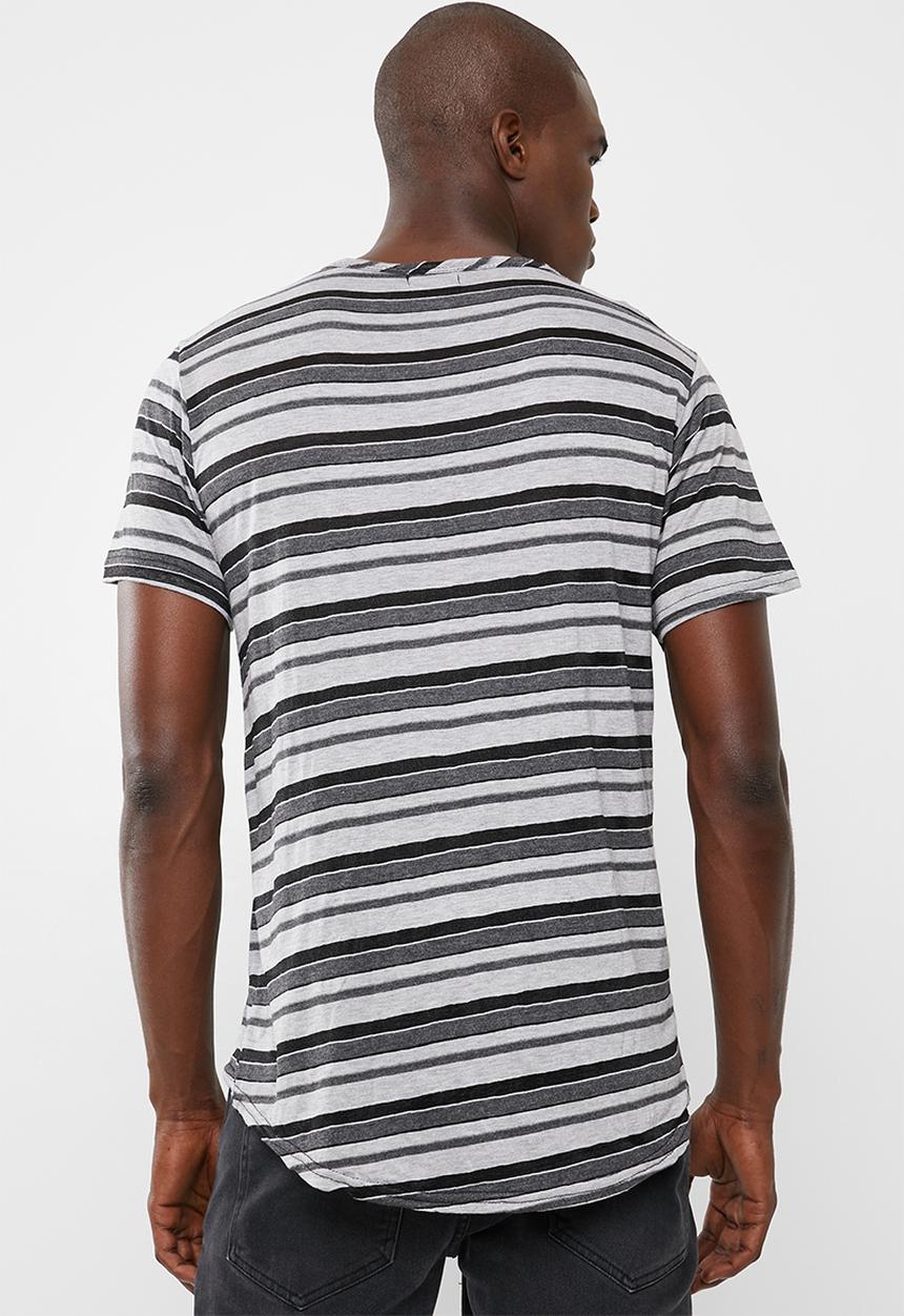 STYLE REPUBLIC - Harry dip hem tee - grey & black 