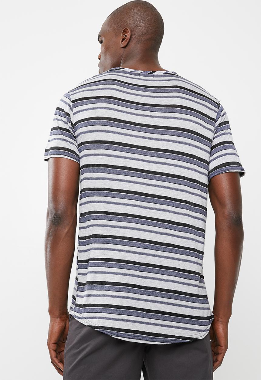 STYLE REPUBLIC - Harry dip hem tee - blue & grey