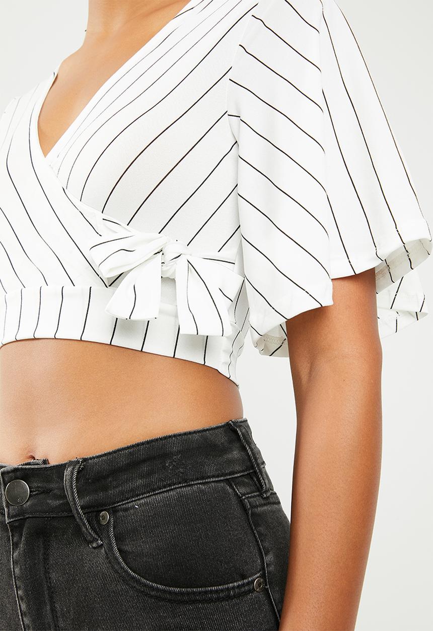 New Look - Pinstripe top - white