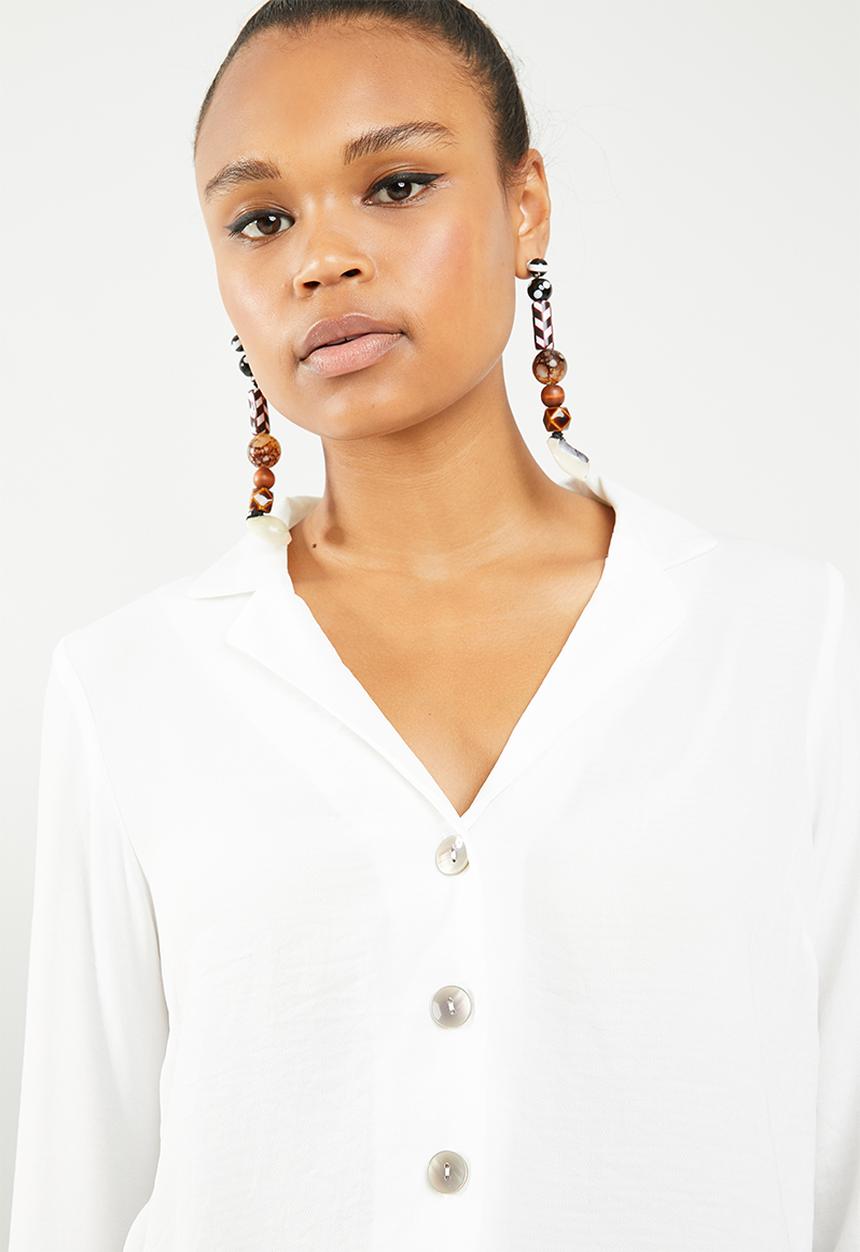 New Look - Peggy long sleeve blouse - white