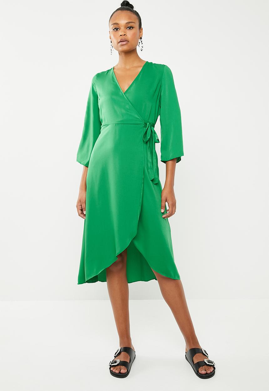 Vero Moda - Scarlet 3/4 wrap calf dress - green