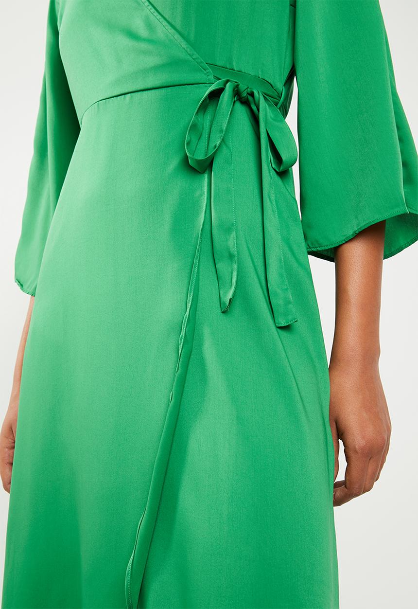 Vero Moda - Scarlet 3/4 wrap calf dress - green