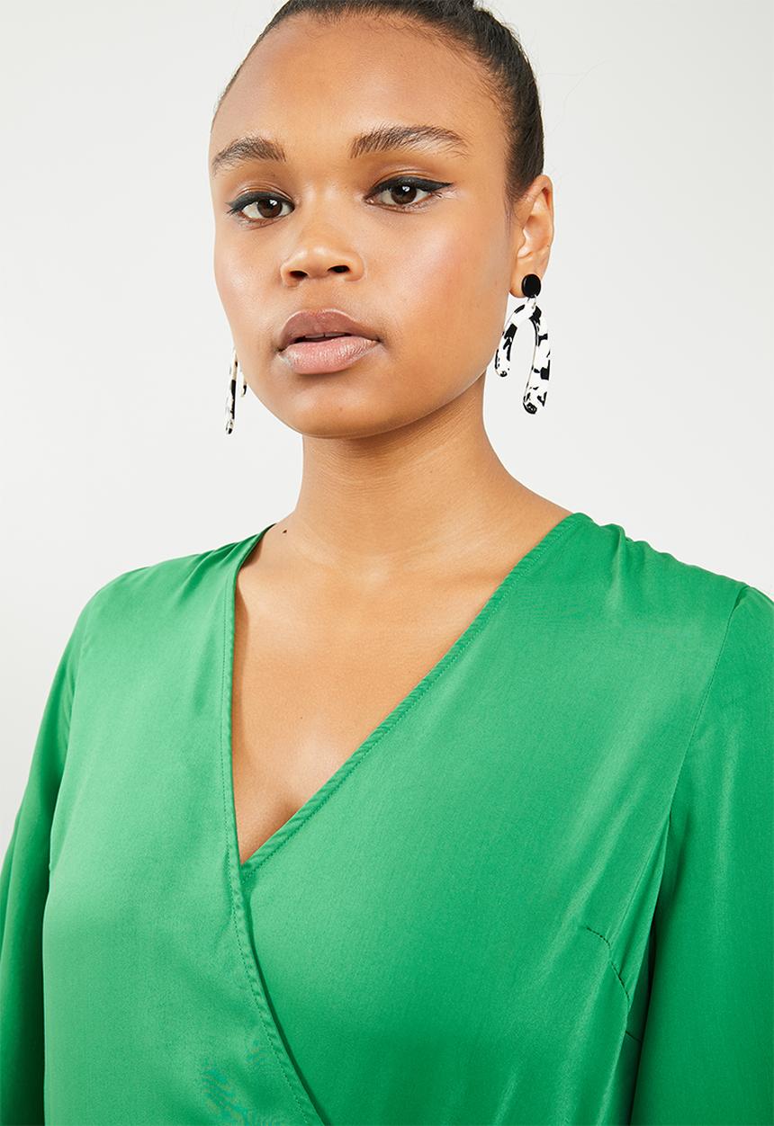 Vero Moda - Scarlet 3/4 wrap calf dress - green