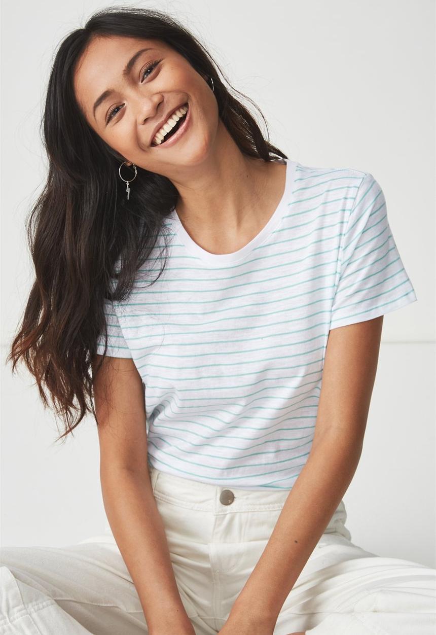 Cotton On - The crew T-shirt - white & green 