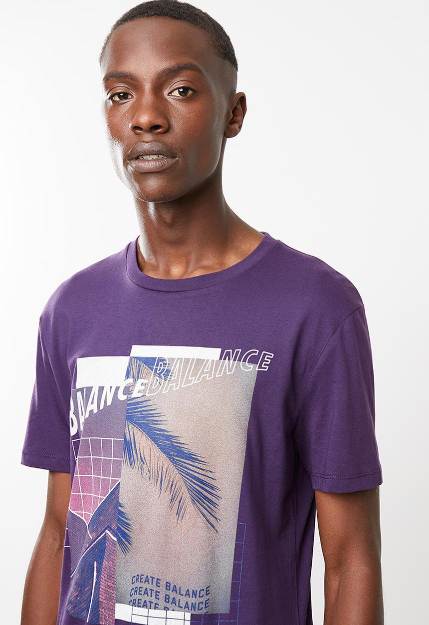 Superbalist - Printed crew neck tee - purple