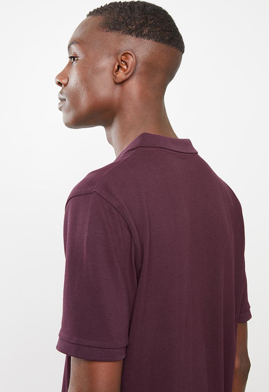 Superbalist - Pique short sleeve slim fit polo - burgundy