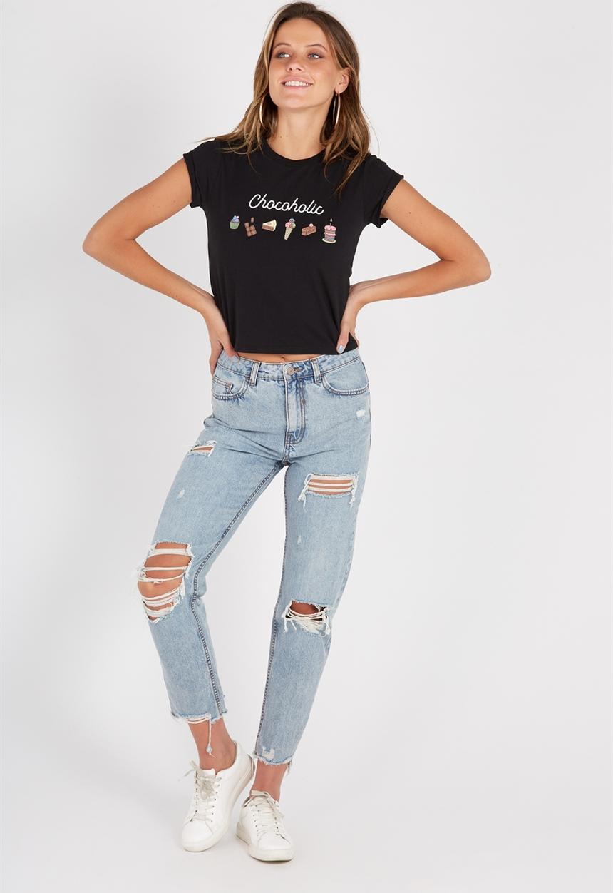 Supré  - Scratch & sniff printed tee - black