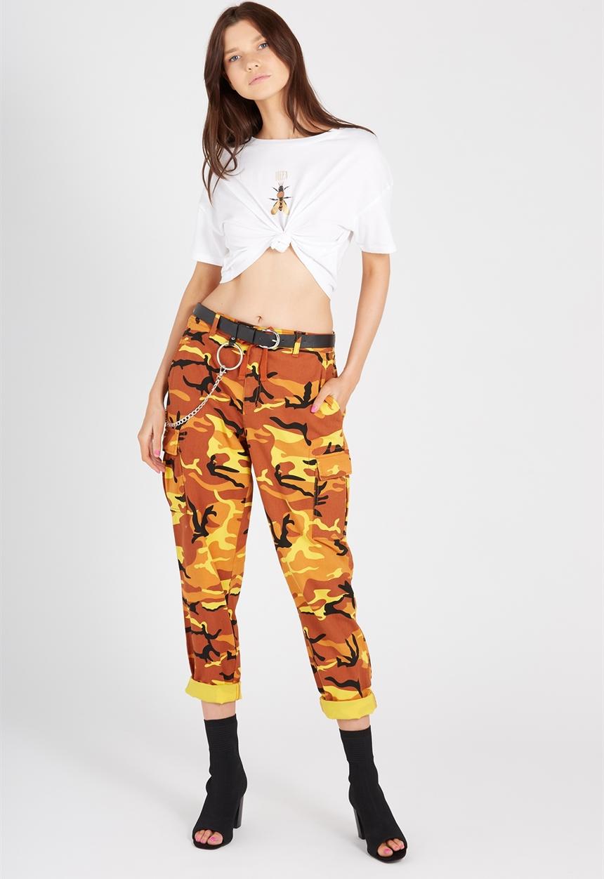 Supré  - Printed loose crop tee - white 