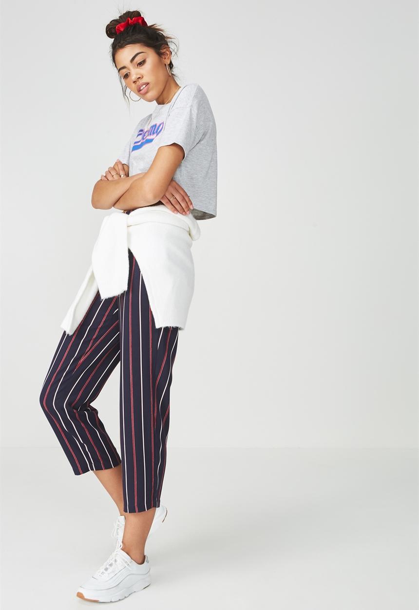 Supré  - Printed loose crop tee - grey 